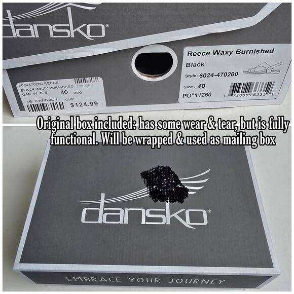 Black Leather Sandals Dansko Reece Size EU40 US 9.5-10 Toe Loop Sandal - Picture 11 of 14